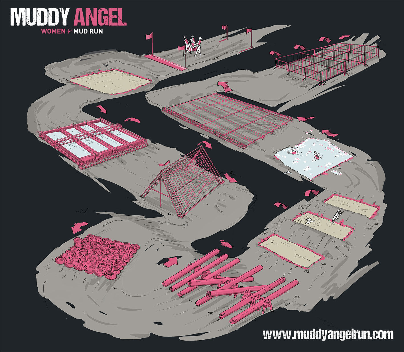 Obstacles Muddy Angel Run
